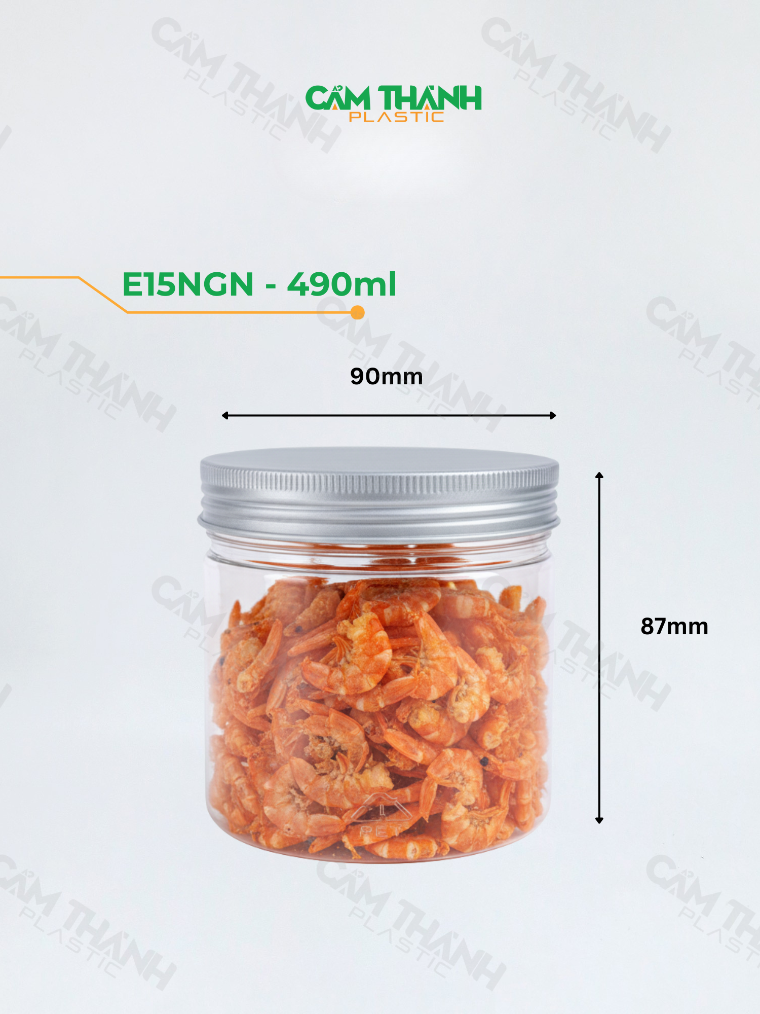 Hũ tròn E15 Nhựa Nhôm Bạc - E15NGN-watermarked